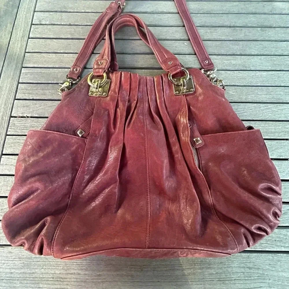 Junior Drake Vintage Cordovan Leather Hobo Bag With Shoulder Strap